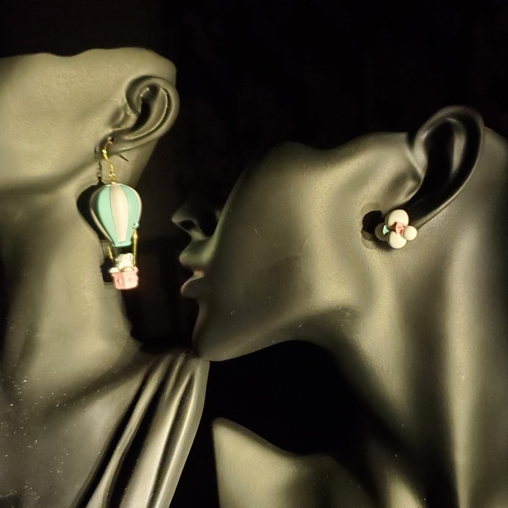 Mint & Pink Hot Air Balloon Dangle Earrings